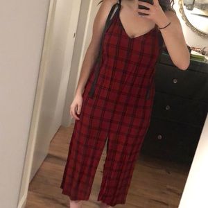 Zara Black and Red Plaid Midi Dress